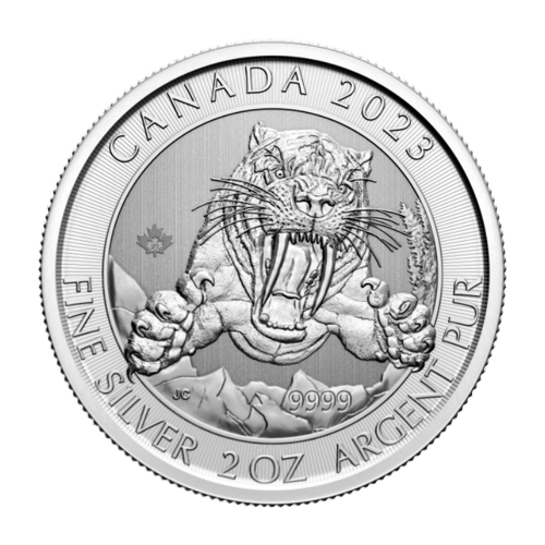 Tube de 14 pièces 2 onces d'argent Période glaciaire : Tigre à dent de sabre 2023 | Monnaie royale canadienne