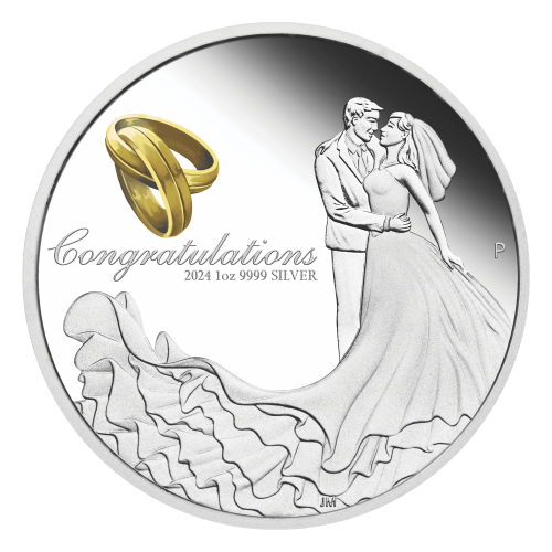 Pièce 1 once d'argent Épreuve numismatique Mariage 2024 | Monnaie de Perth