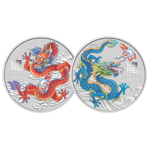 Set of 10 x 1/2 oz 2024 Lunar Year of the Dragon Silver Coins