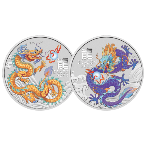 Set of 10 x 1/2 oz 2024 Lunar Year of the Dragon Silver Coins | Perth Mint