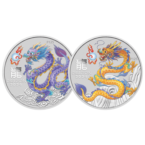 Set of 10 x 1/2 oz 2024 Lunar Year of the Dragon Silver Coins