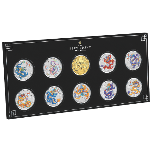 Set of 10 x 1/2 oz 2024 Lunar Year of the Dragon Silver Coins