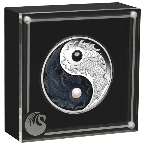 Pièce 5 onces d'argent Épreuve numismatique Carpe Yin et Yang avec perles 2024 | Monnaie de Perth