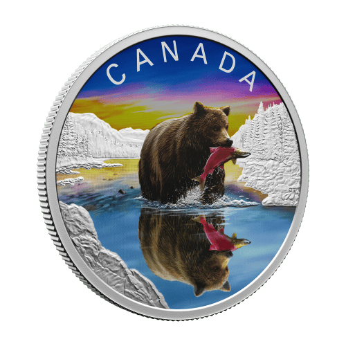 1 oz 2024 Wildlife Reflections: Grizzly Bear Silver Coin | Royal