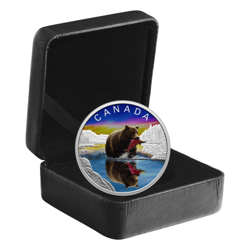 1 oz 2024 Wildlife Reflections: Grizzly Bear Silver Coin | Royal