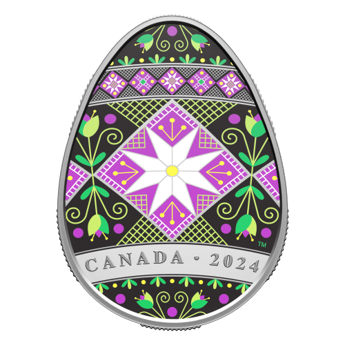 1 oz 2024 Pysanka Egg Shaped Silver Coin | Royal Canadian Mint