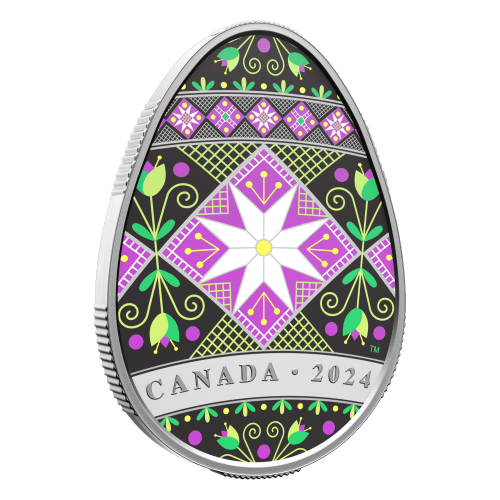 1 oz 2024 Pysanka Egg Shaped Silver Coin | Royal Canadian Mint