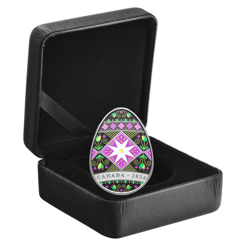 1 oz 2024 Pysanka Egg Shaped Silver Coin | Royal Canadian Mint