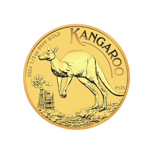 1/2 oz 2024 Australian Kangaroo Gold Coin | Perth Mint | Silver